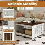 COSTWAY Farmhouse Coffee Table Square Coffee Table WhitelBuy in Nigeria – OrderForMe - Image 3