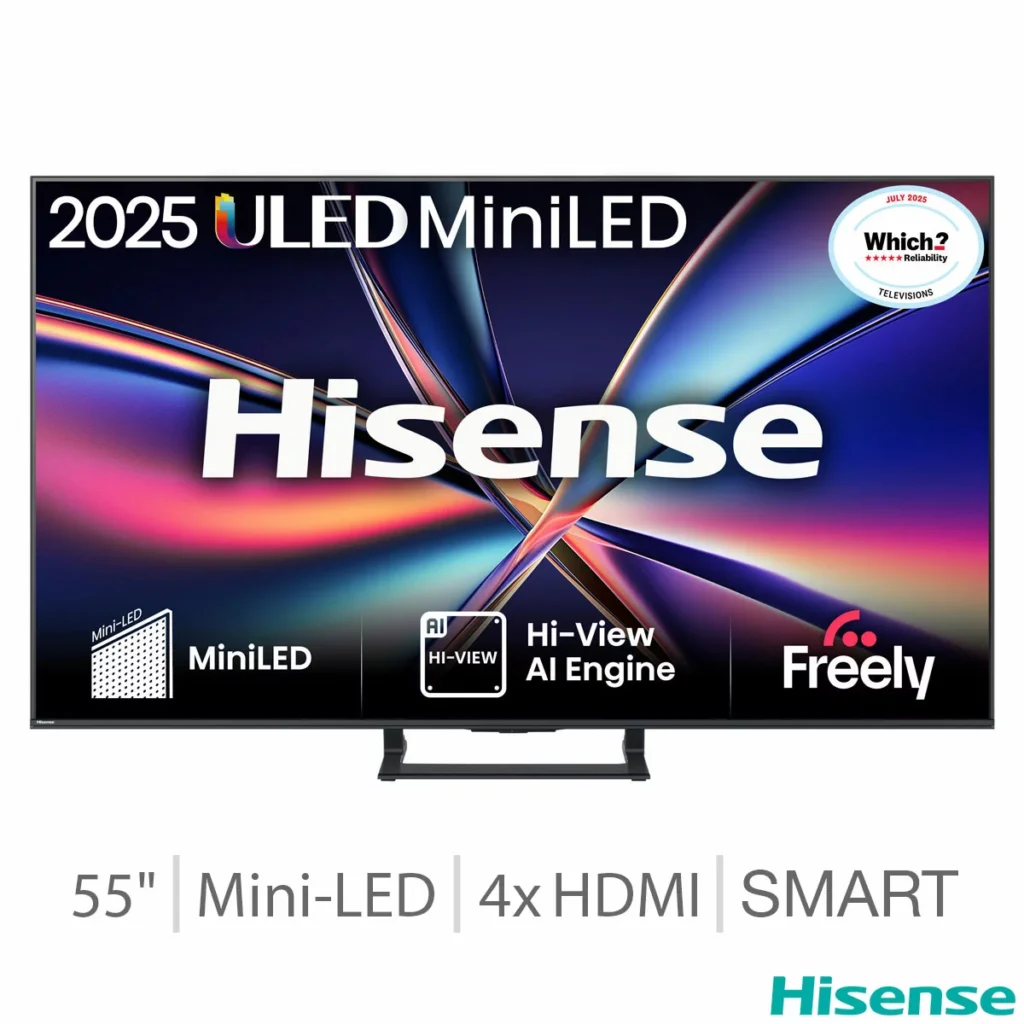Hisense 55E8QTUK 55 Inch Mini LED 4K Smart TV from Costco UK available for delivery to Nigeria by OrderForMe UK