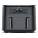 Ninja DZ300UK Dual Zone 6-in-1 7.6L Air Fryer Gun Metal Grey Twin Baskets for Healthy Crispy Cooking