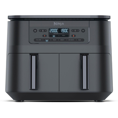 Ninja DZ300UK Dual Zone 6-in-1 7.6L Air Fryer Gun Metal Grey Twin Baskets for Healthy Crispy Cooking