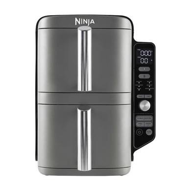 Ninja SL400UK Double Stack XL 9.5L 6-in-1 Dual Air Fryer Twin Baskets Healthy Crispy Cooking Grey