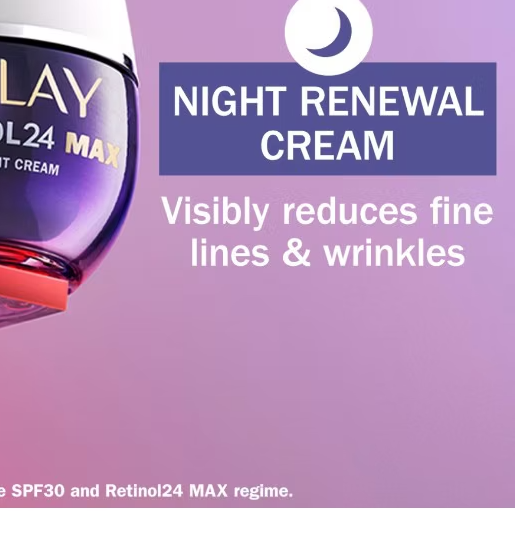Olay Retinol 24 MAX Night Cream, Olay Retinol Night Cream 50ml, Olay Overnight Face Cream, Retinol Face Cream UK, Anti Ageing Night Cream, Retinol Moisturiser, Niacinamide Night Cream, Overnight Skin Renewal Cream, Olay Skincare UK, Best Retinol Night Cream, Face Cream for Fine Lines, Overnight Hydrating Cream, Buy Olay Retinol 24 Online, Olay Beauty Products, OrderForMeUK Skincare