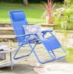 Argos Home Folding Metal Zero Gravity Sun Lounger in Blue available at Order For Me UK