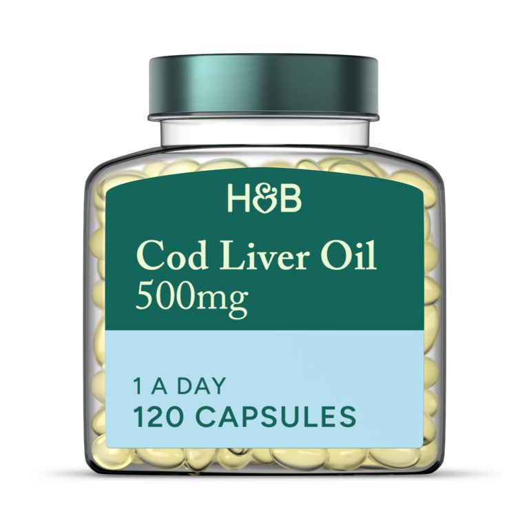 Holland & Barrett Pure Cod Liver Oil 500mg 120 Capsules imported from the UK and delivered to Nigeria by OrderForMe UK