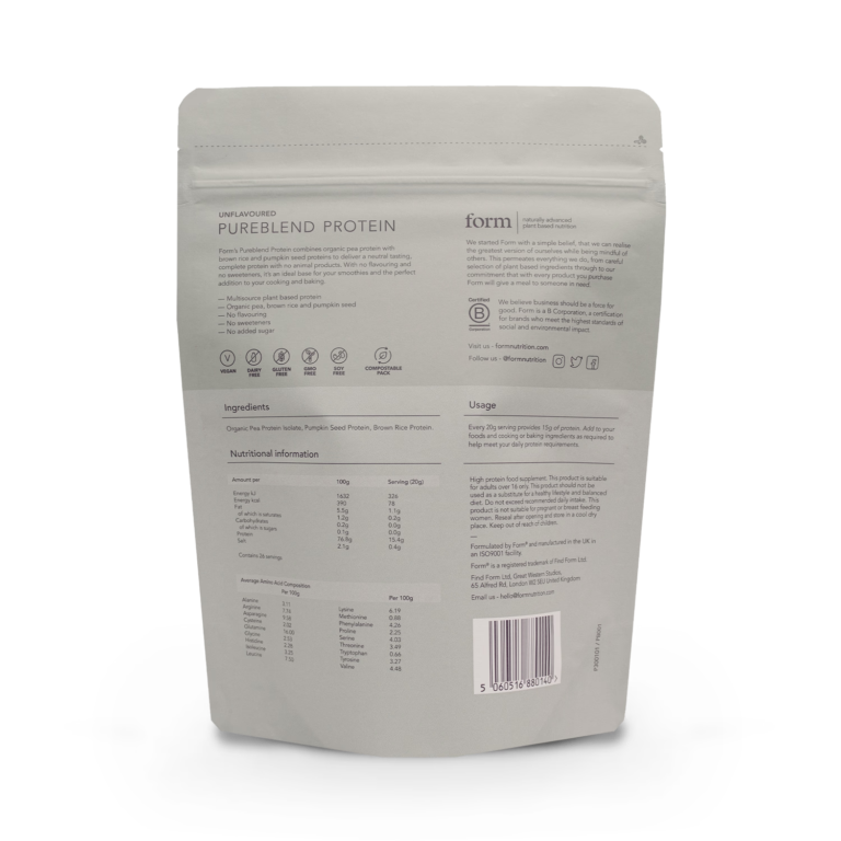 Form Pureblend Protein Powder 520g plant-based vegan protein from the UK
