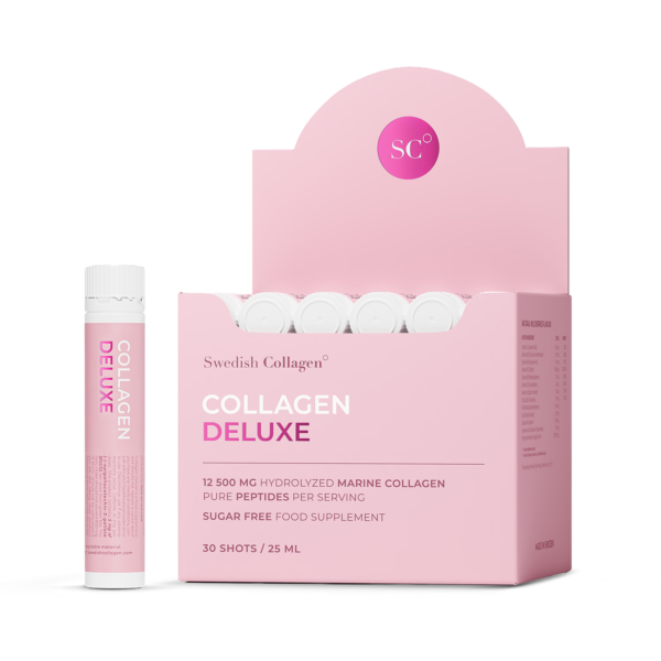 Swedish Collagen Deluxe Marine Collagen 12500mg Berry Flavour 30 Shots imported from the UK and delivered to Nigeria by OrderForMe UK.
