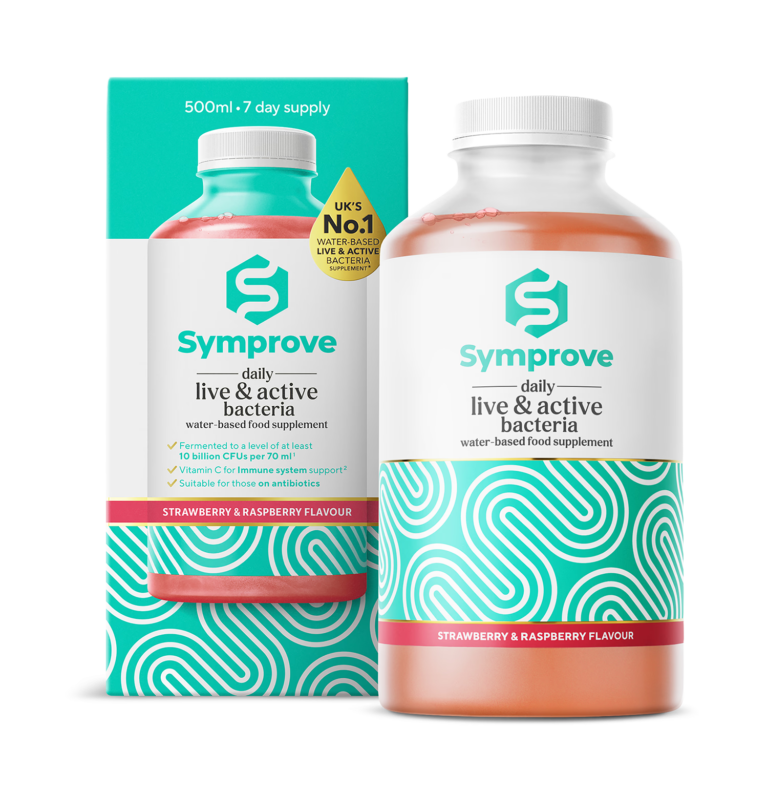 Symprove Daily Live & Active Bacteria Strawberry & Raspberry Flavour Water Based Food Supplement 500ml imported from the UK and delivered to Nigeria by OrderForMe UK.