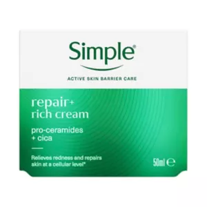 Simple Repair+ Rich Cream 50ml – Deep Moisturising Face Cream for Dry & Sensitive Skin