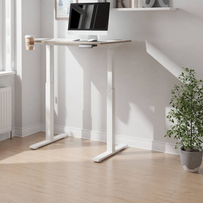 Koble Gino Mini Height Adjustable Desk in White available at Order For Me UK
