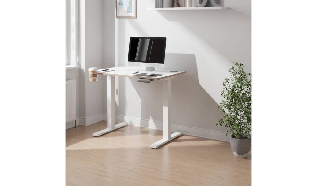 Koble Gino Mini Height Adjustable Desk in White available at Order For Me UK