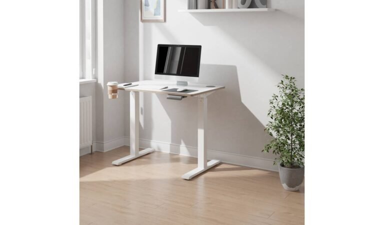Koble Gino Mini Height Adjustable Desk in White available at Order For Me UK