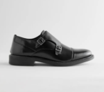 Black Leather Monk Strap Shoes by Next UK