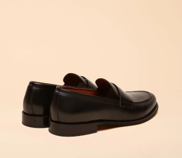 Next UK Black Leather Slip-On Loafers