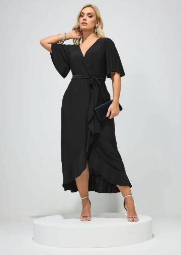 Black Midi Wrap Dress by Next UK