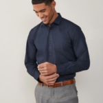 Blue Navy Regular Fit Easy Care Single Cuff Smart Shirt by Next UK