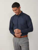 Blue Navy Regular Fit Easy Care Single Cuff Smart Shirt by Next UK