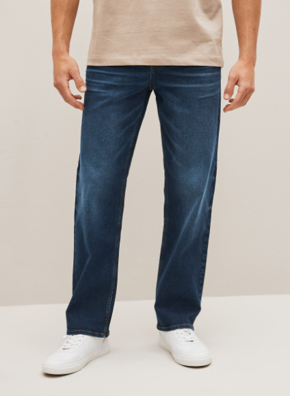 Blue Straight Fit Classic Stretch Jeans by Next UK