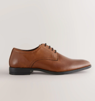Next UK Brown Leather Lace-Up Derby Shoes