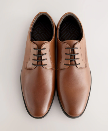 Next UK Brown Leather Lace-Up Derby Shoes