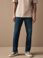 Next UK Dark Blue Straight Fit Motionflex Jeans