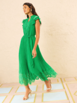 Green Pleated Midi Dress by Next UK