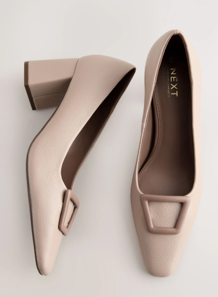 Nude Block Heel Court Shoes by Next UK
