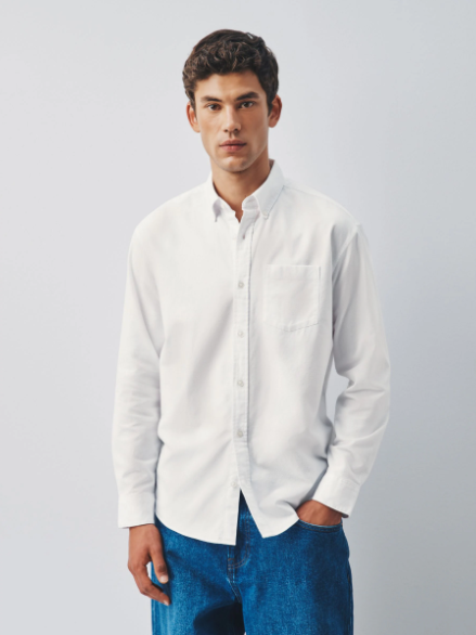 White Regular Fit Oxford Long Sleeve Shirt by Next UK
