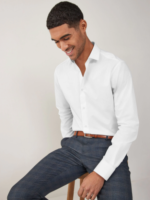 Next White Regular Fit Easy Care Single Cuff Smart Shirt