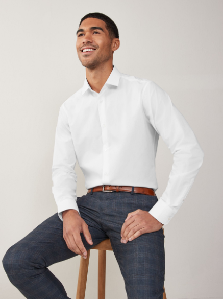 Next White Regular Fit Easy Care Single Cuff Smart Shirt