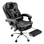 Rattantree Ergonomic PU Leather Executive Office Chair with Footrest in Black available at Order For Me UK