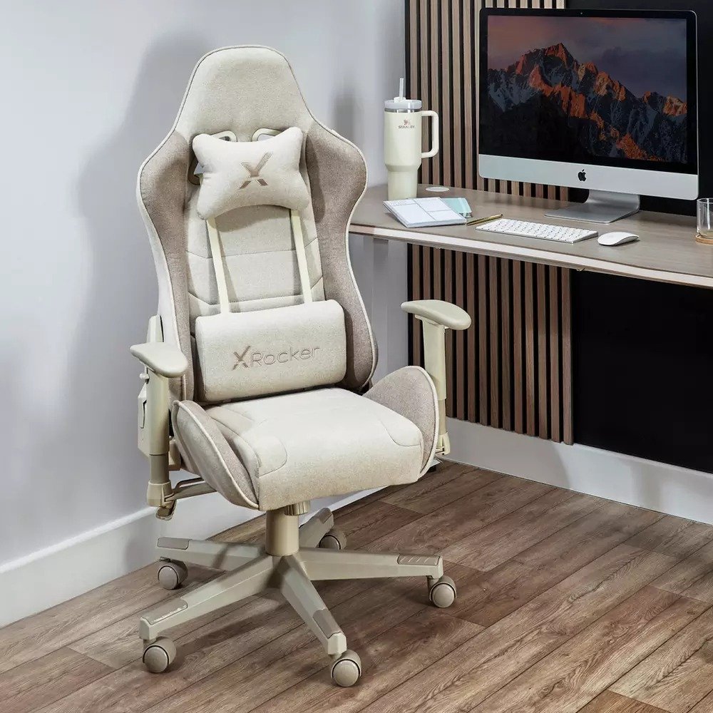 X Rocker Alpha Fabric Office Gaming Chair in Beige available at Order For Me UK